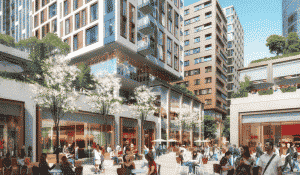 The 1-million-square-foot M block in Boston’s Seaport Square will contain 735 residences in three residential towers and 125,000 square feet of retail space.