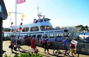 Falmouth, Cape Cod, Masschusetts - September 2008: Passengers disembarking from the ferry "Island Queen" in Falmouth on Cape Cod