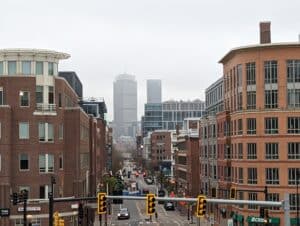 First Street in East Cambridge as seen from the Lechmere MBTA station