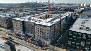 Greystar’s 384-unit Maxwell complex, under construction at 85 Boston St. in Everett.