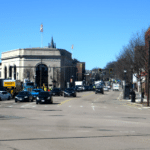 A photograph showing Watertown Square during the afternoon in March 2024.