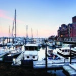 Sunrise at the marina, Long Wharf, Boston