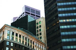 Skyscraper view on early spring, Boston, Massachusetts, USA