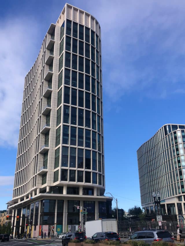 The southern tower in the Lyrik mixed-use development at the corner of Mass. Ave. and Boylston Street in Boston.