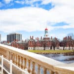 Anderson Memorial Bridge and Dunster House view in Cambridge near Boston Massachusetts, USA