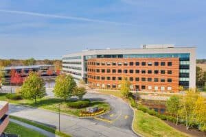 A sunny-day photo of the Edgewater Business Park in Waltham