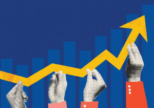 hands holding and then pushing up a chart line pointing up